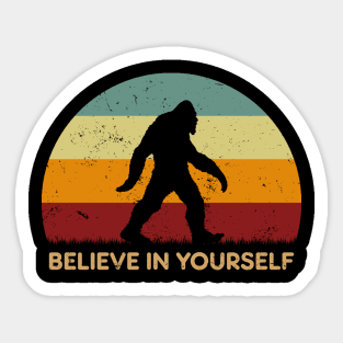 Retro Sunset - Bigfoot Believe In Yourself Sticker